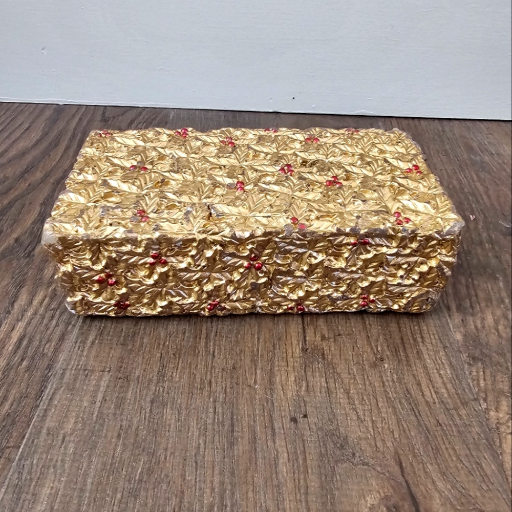 Gold holly block candle